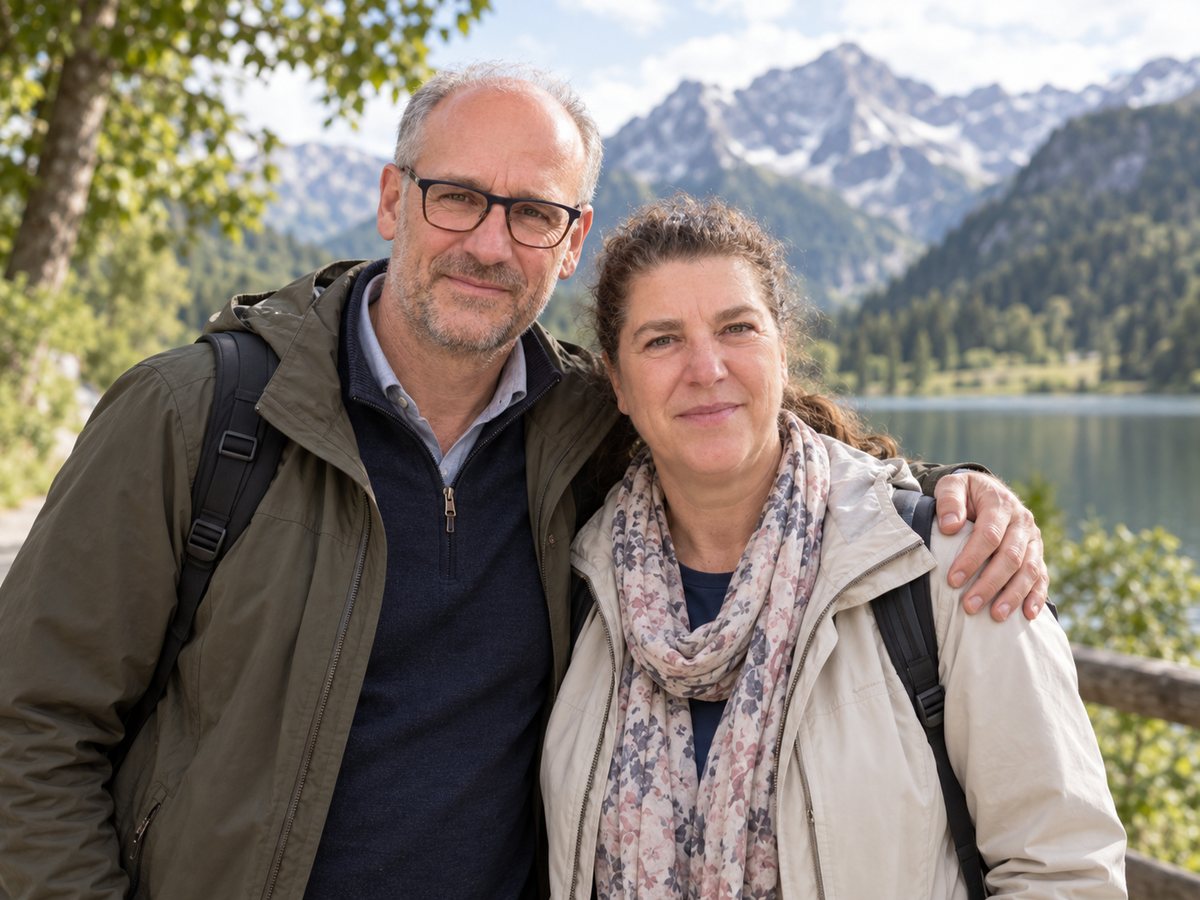 Christine und Janpeter beim Wandern an einem Bergsee